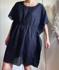 Sukienka 48/50 plus size czarna plazowa ażurowa zwiewna bawełna lato