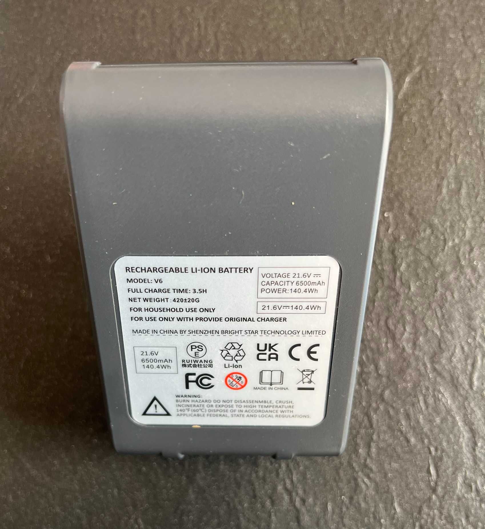 Akumulator 6500mAh do Dyson V6 z 2 zmywalnymi filtrami