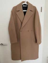 Zara пальто XS/ S/M oversize зара довге вовна коричневе бежеве