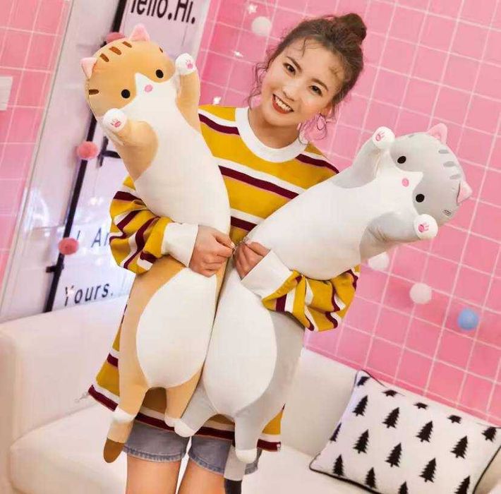 Іграшка для дітей Кіт Батон 85 см, Обіймашка подушка Кіт Батон Сірий