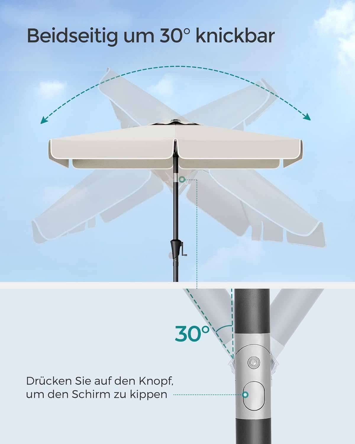 Parasol przeciwsłoneczny, prostokątny, 300 x 200 cm beżowy gpu058m01
