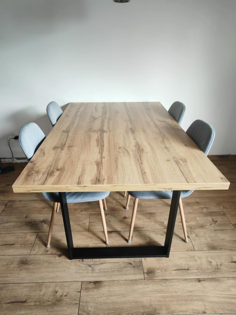Duży stół Dąb Wotan metalowe nogi, loft, super stan, loftowy stół