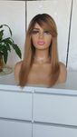 Peruka z włosów naturalnych w 100% blond grzywka Carmen