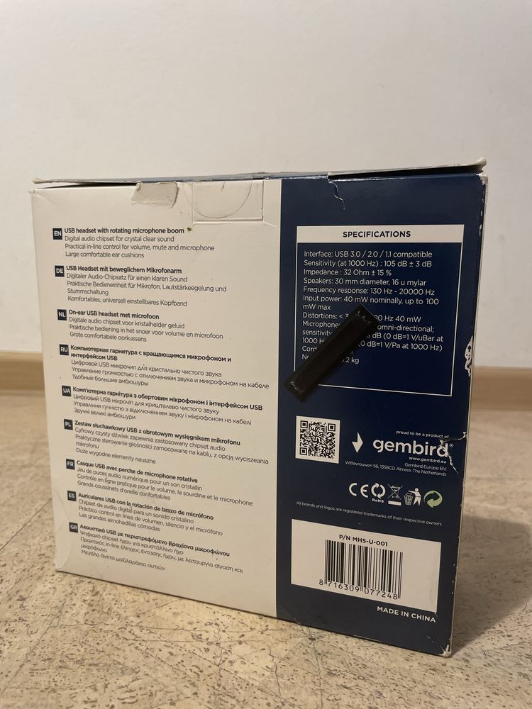Zestaw słuchawkowy USB gembird NOWY