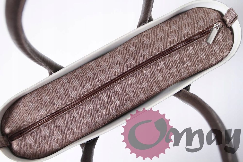 BRĄZOWA PEPITKA organizer OBAG MINI +OPASKA wkład 2 kieszenie OMAY