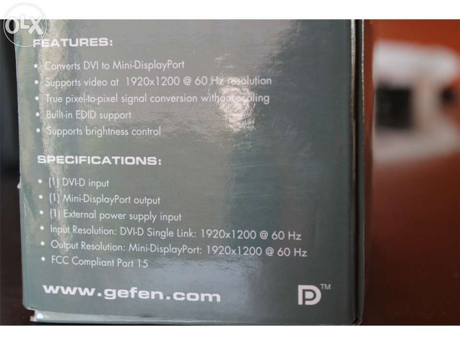 Gefen dvi - mini displayport (used to connect macbook to Apple Cinema64584271318401124