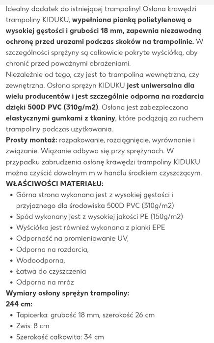 Osłona do trampoliny 244cm
