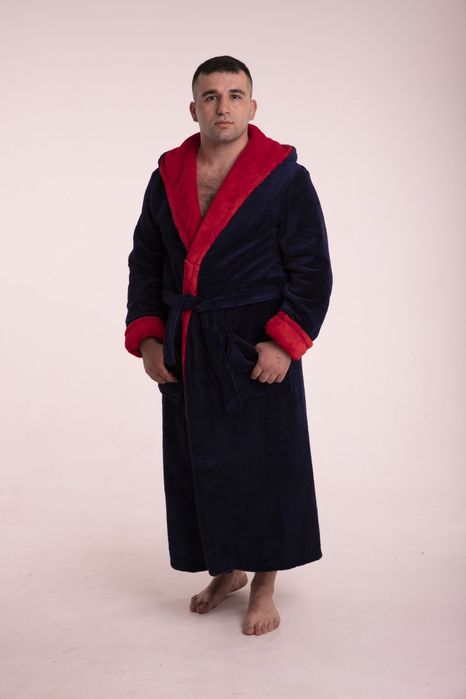 Мужской махровый халат / Мужской халат на запах батал S-6XL