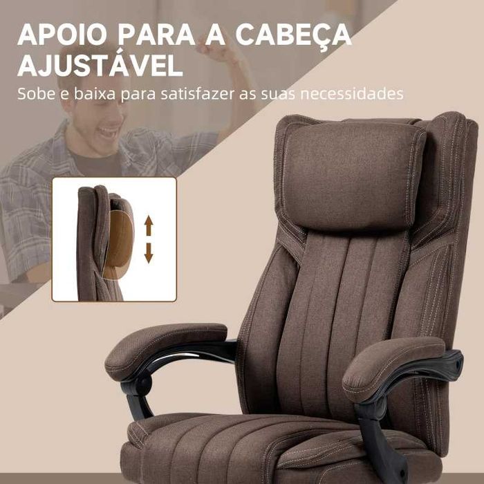 Cadeira de Escritório Ajustável e 6 Pontos de Massagem, Castanho