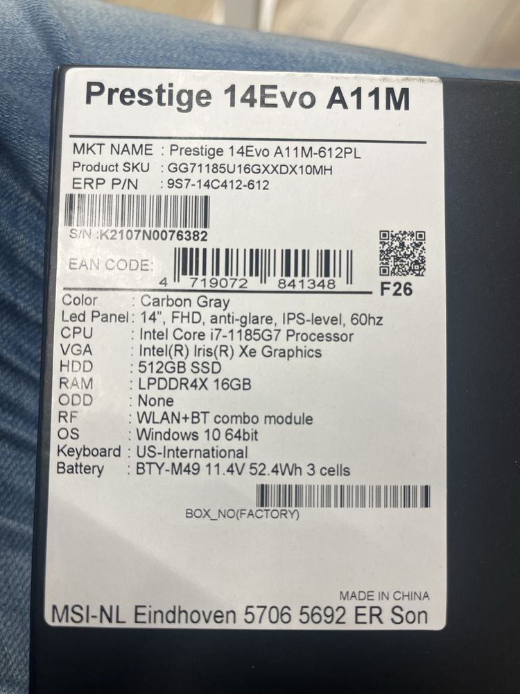 MSI Prestige 14EVO I7