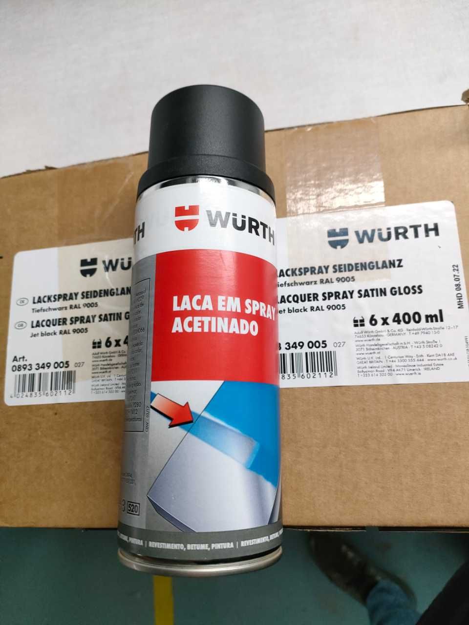 Laca em spray acetinado Wurth ral 9005