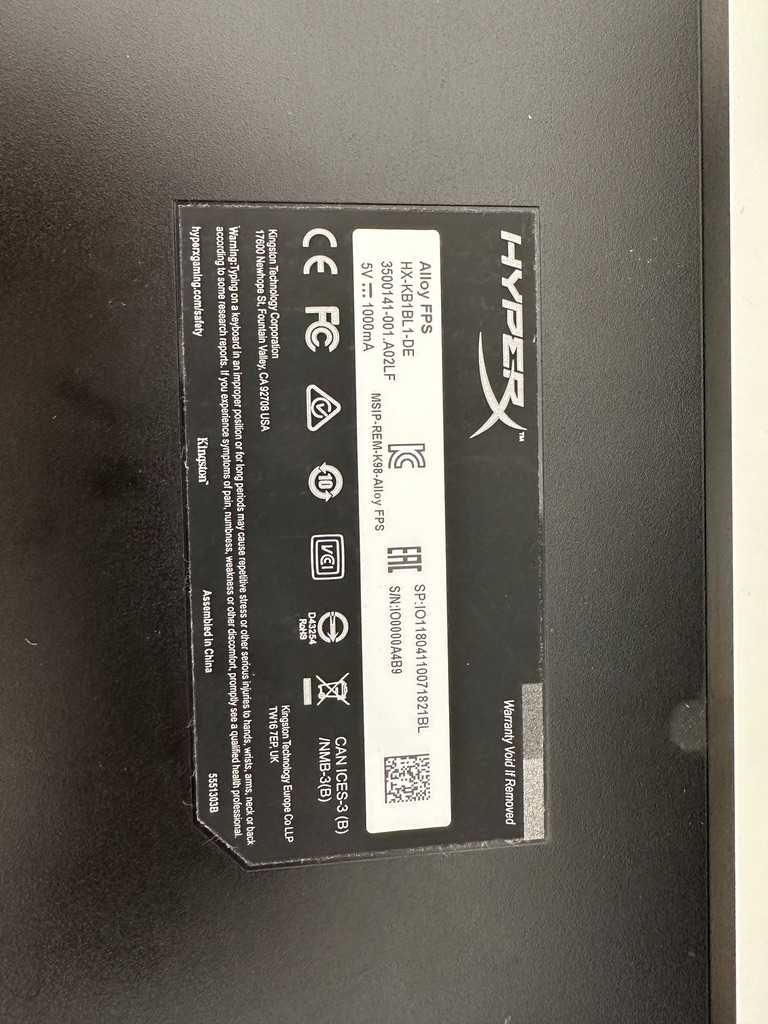 HyperX Alloy Mechanical Keyboard Blue Switches FPS