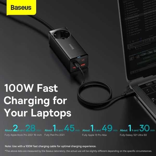 Baseus GaN3 Pro Fast Charger QC4.0+PD3.0 100W AC+2USB+2Type-C 5A