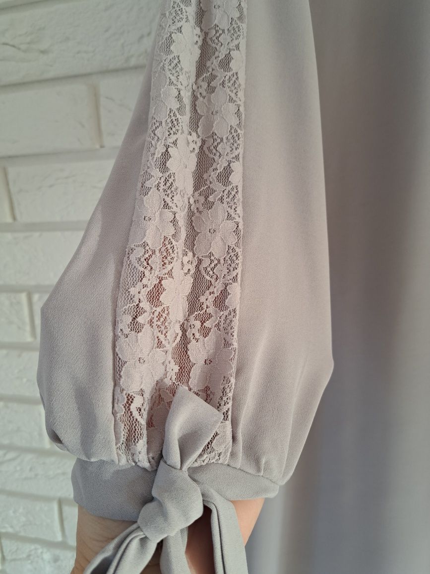 SHEIN nowa szara sukienka maxi z koronką r. 44-46