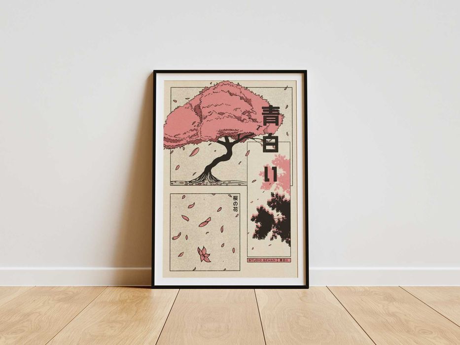 Plakat Sakura Drzewo kwitnącej wiśni Japan/Japoński