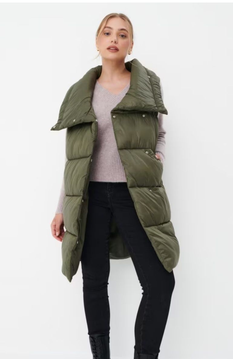 Mohito kamizelka oversize khaki pikowana