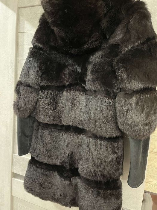 Шуба з кролика та замшу