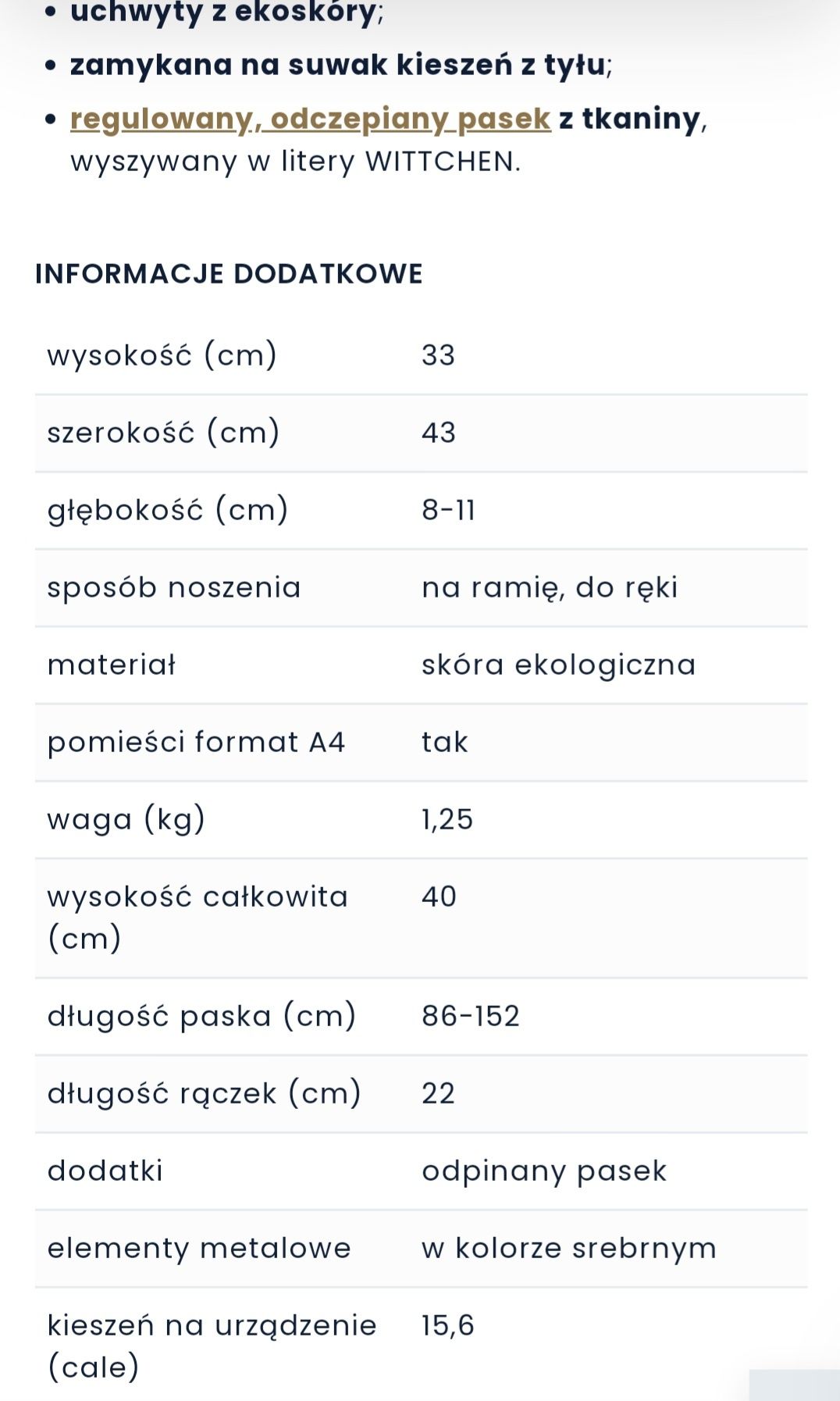 Torba na laptopa 15`6 czarna nowa Wittchen