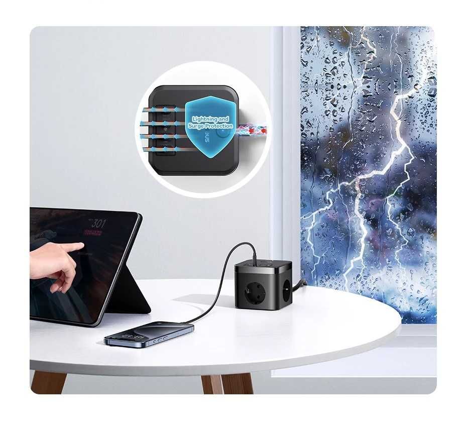Baseus GaN listwa zasilająca 30W kostka cube 7 in 1