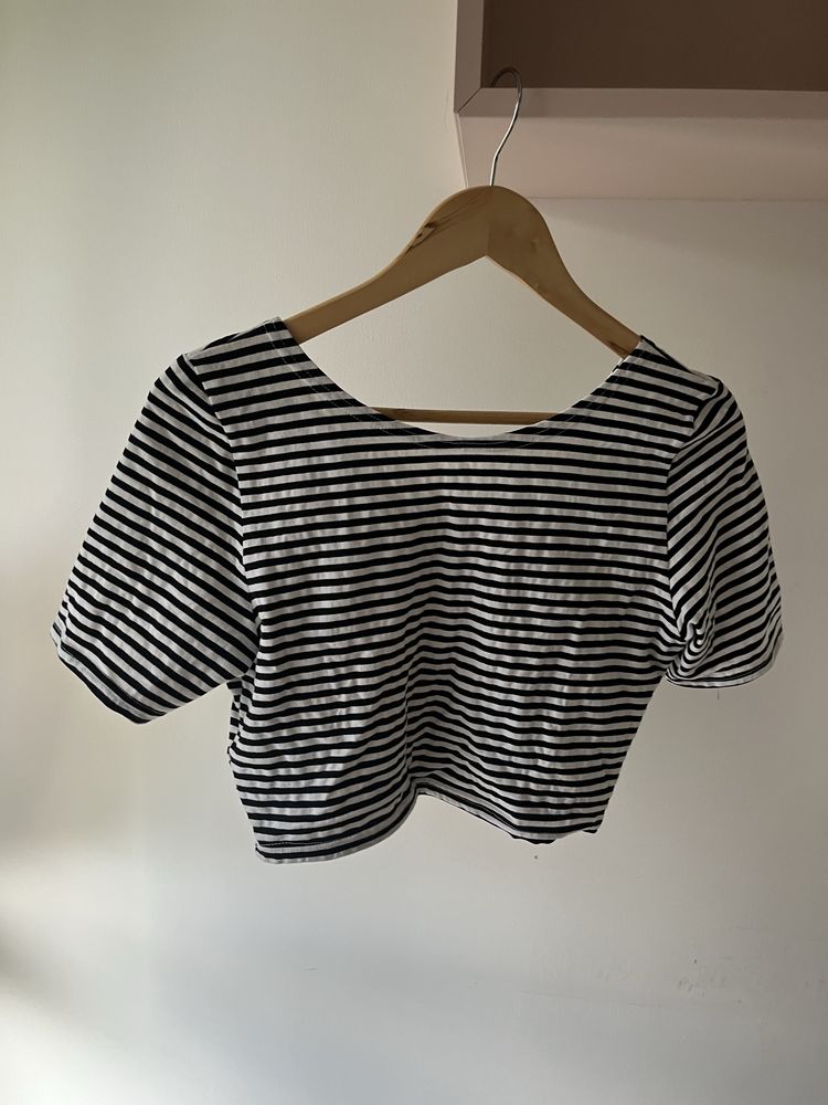 Koszulka w paski retro lata 90. crop top L