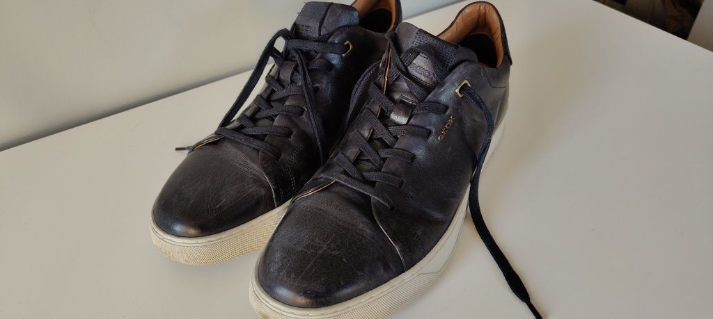 43 Geox męskie sneakersy skóra granatowe buty skórzane