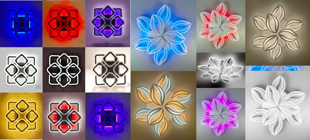 Светодиодная люстра с пультом цветной подсветкой диммер лед RGB