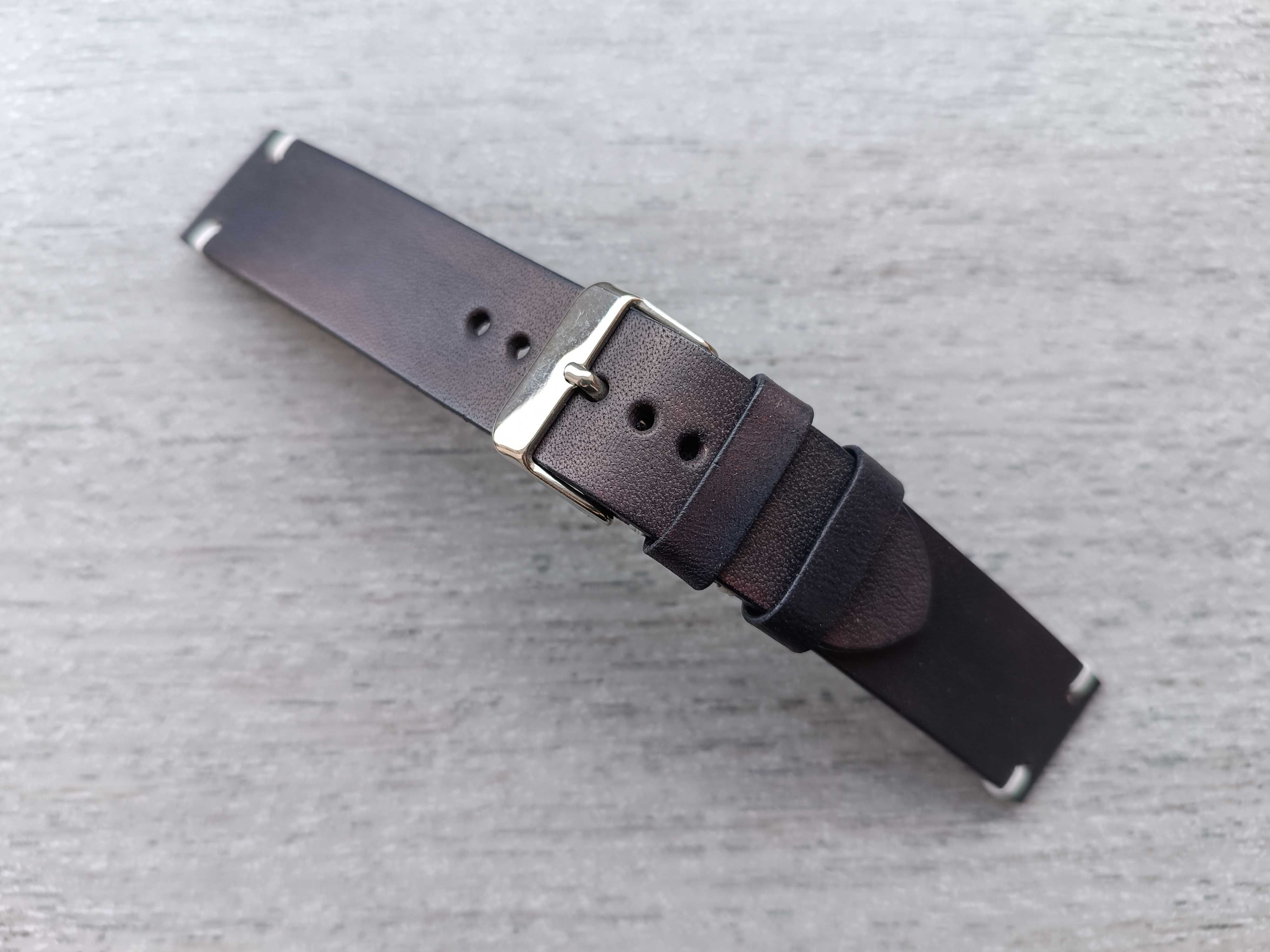 Szary skórzany pasek zegarka 20 mm