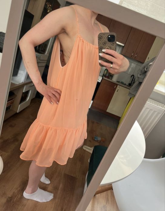 Sukienka letnia candy neon pomarańcz ramiączka zwiewna lekka