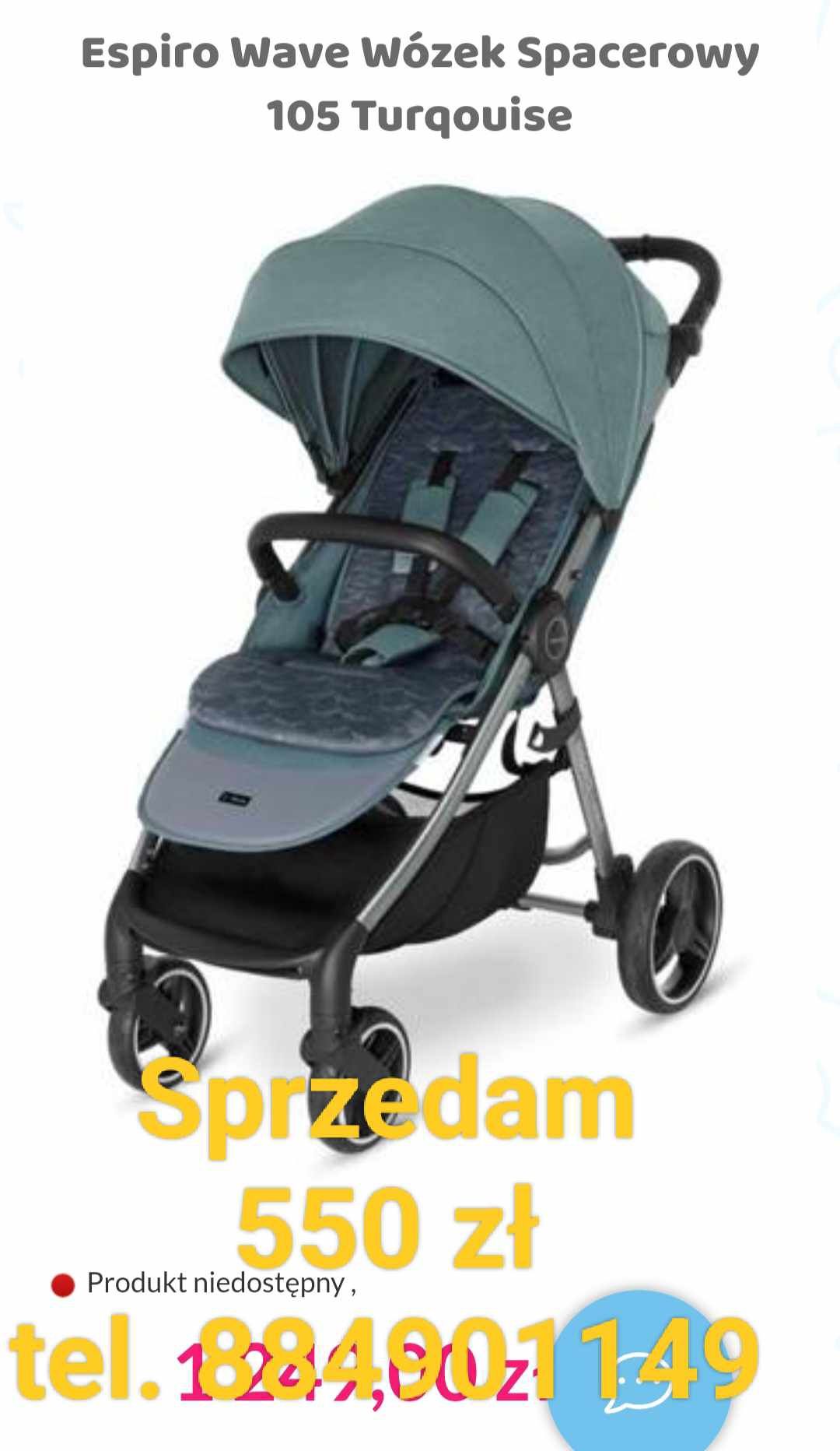 Sprzedam wózek spacerowy espiro wave kolor turquoise