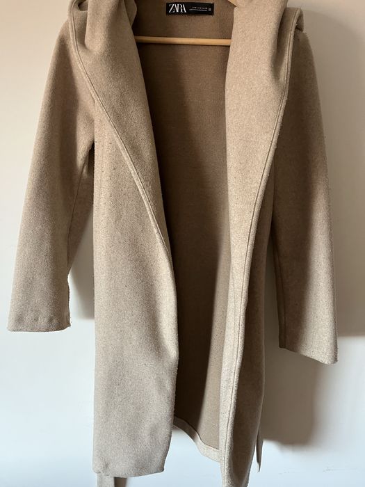 Zara casaco comprido bege tamanho M