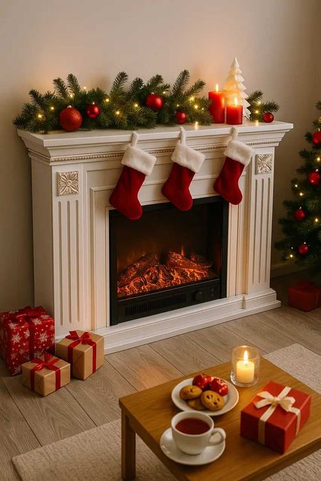 Електричний камін Valencia,Bluetooth,звук потріскування дров 1500Вт