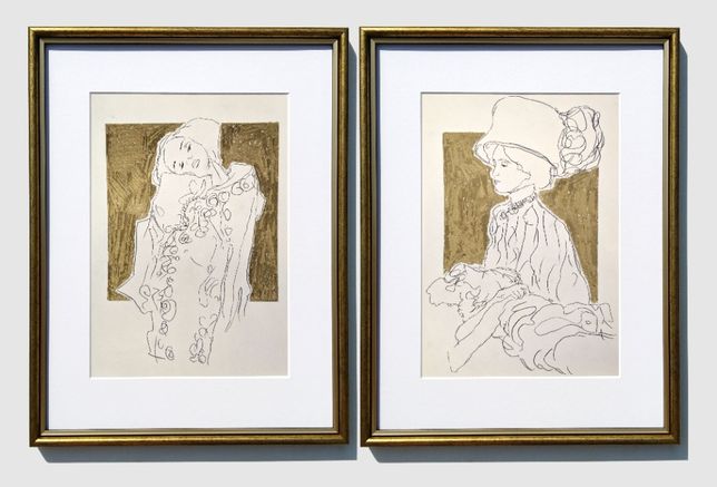 rysunek ołówkiem szkic akt kobiecy złoty obraz Gustav Klimt do salonu