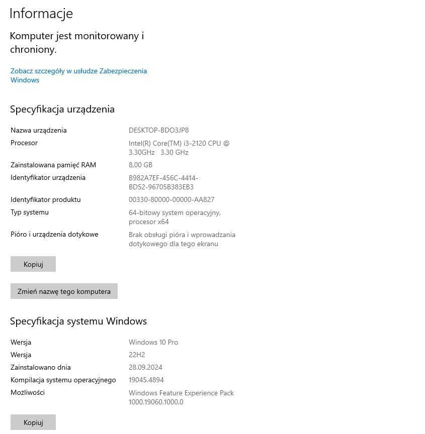Komputer Intel Core i3-2120 3.30GHz Dysk 120 SSD i Drugi 512 HDD