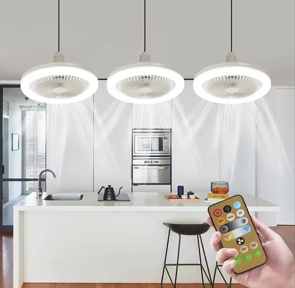 LED Люстра лампа с вентилятором и пультом ДУ