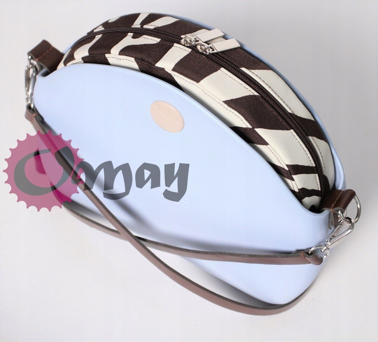 Brązowy organizer do OBAG MOON LIGHT zebra beż 2 kieszenie wkład OMAY