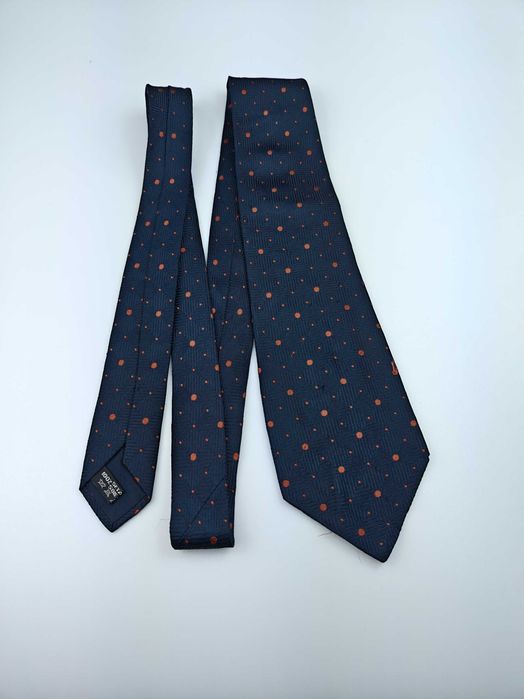Roccobarocco granatowy włoski jedwabny krawat w kropki wrz339