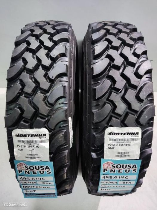 2 pneus novos 195-15c nortenha - recauchutados - oferta dos portes