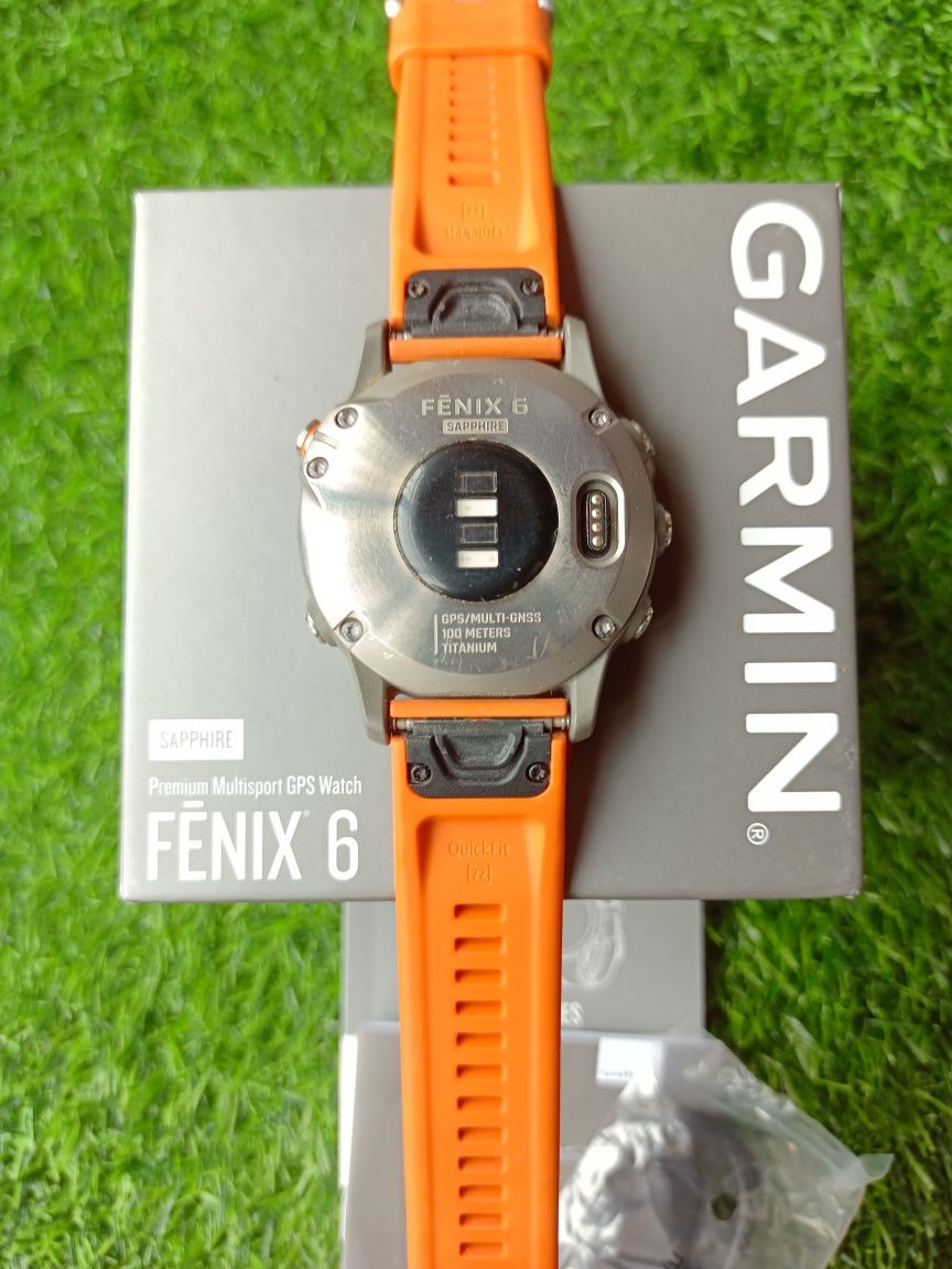 Годинник Garmin Fenix 6 Titanium Sapphire with Orange Band