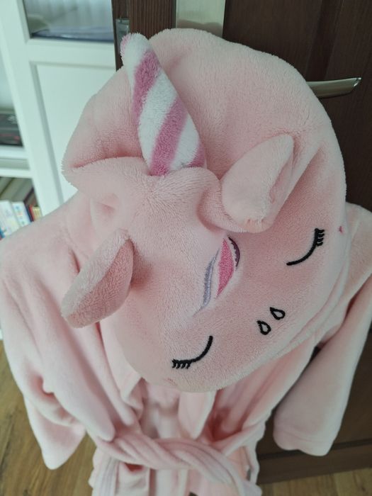 Szlafrok jednorożec r. 146/152 kolor różowy