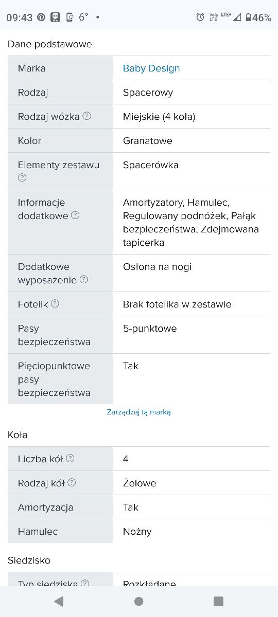 Wózek spacerowy baby design wave spacerówka