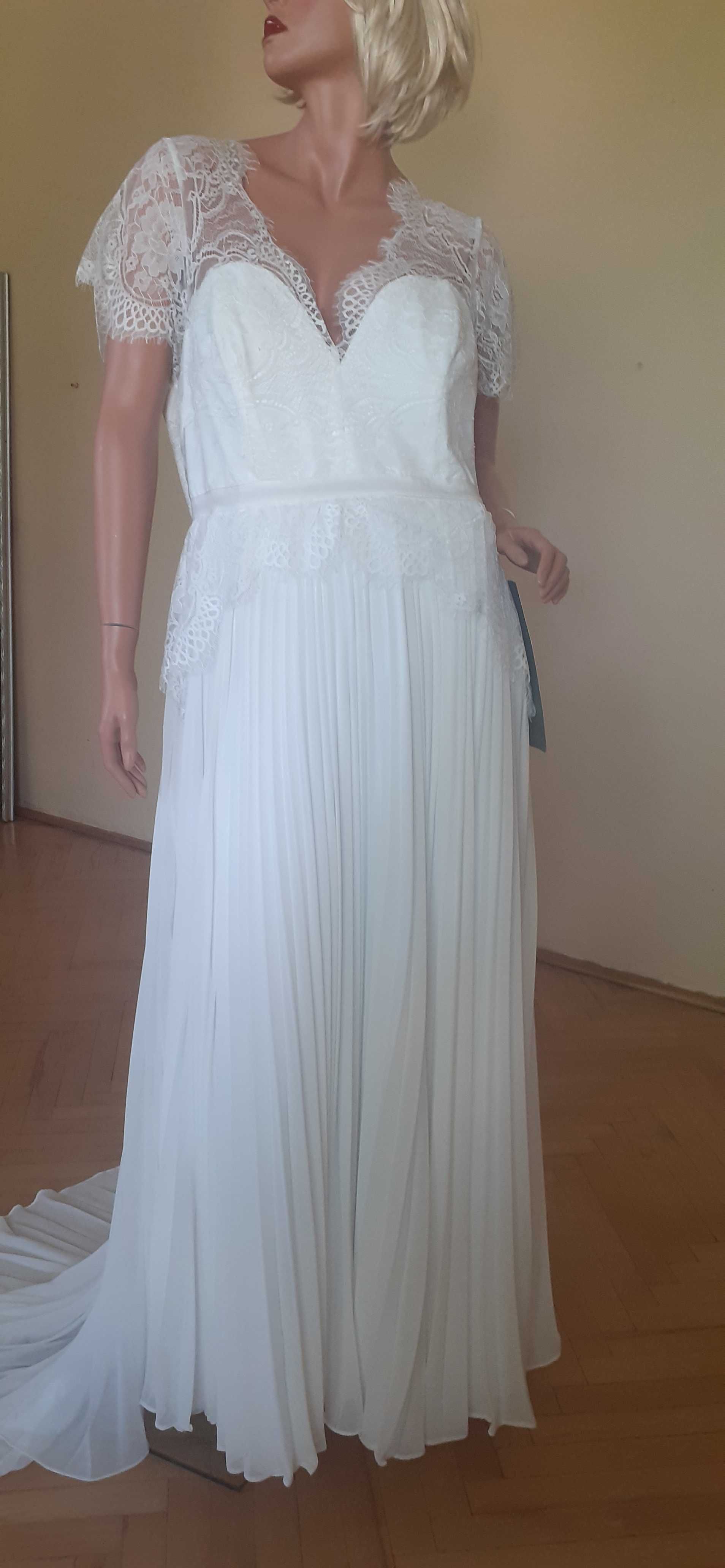 Nowa Piękna Sophia Asos Edition Suknia Ślubna Boho Plus Size 48/4XL