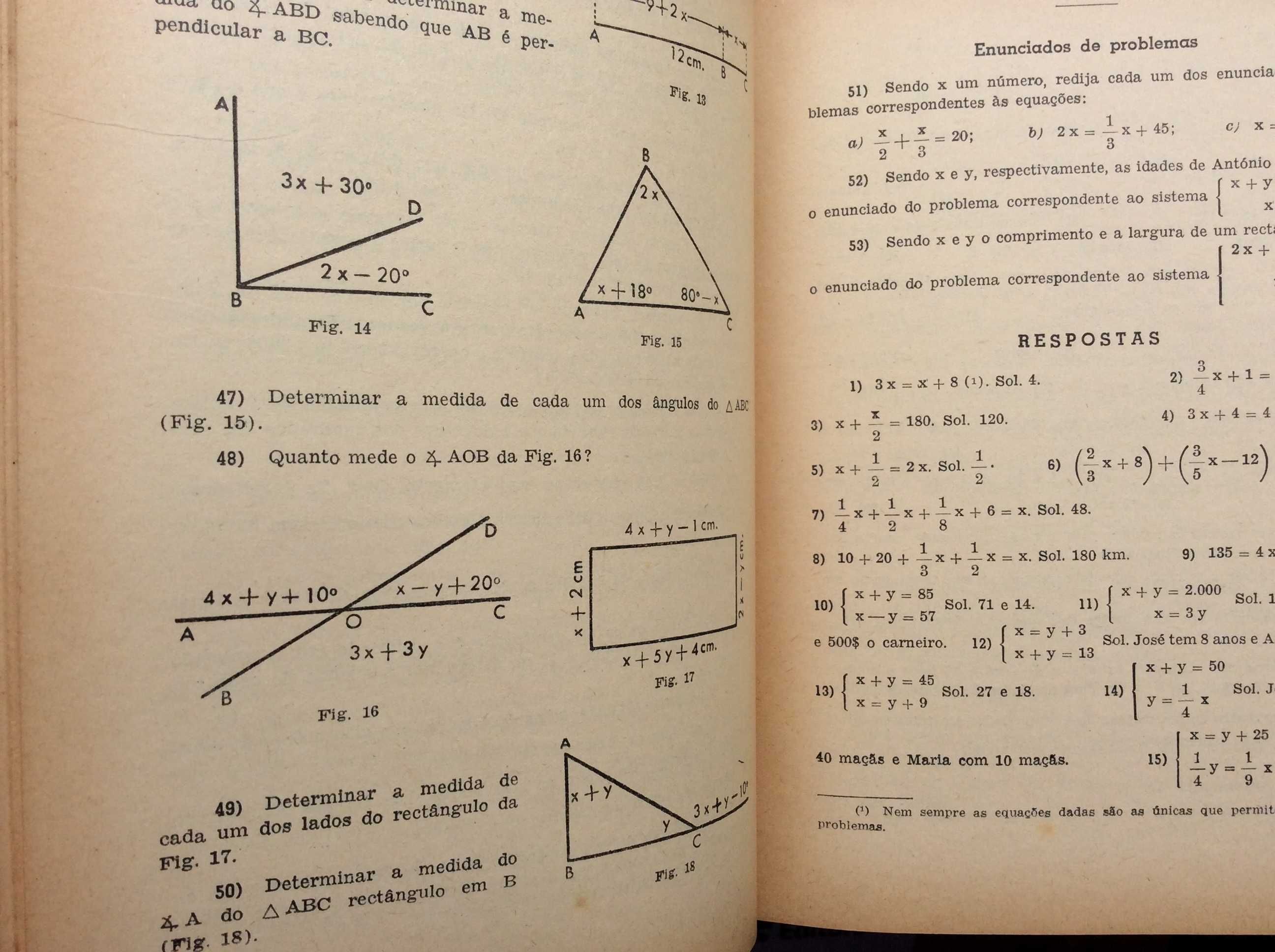 Exercícios de Álgebra e Geometria para o 3.º ano dos Liceus