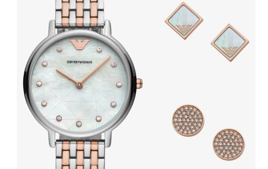 Nowy zegarek Armani plus kolczyki masa perłowa