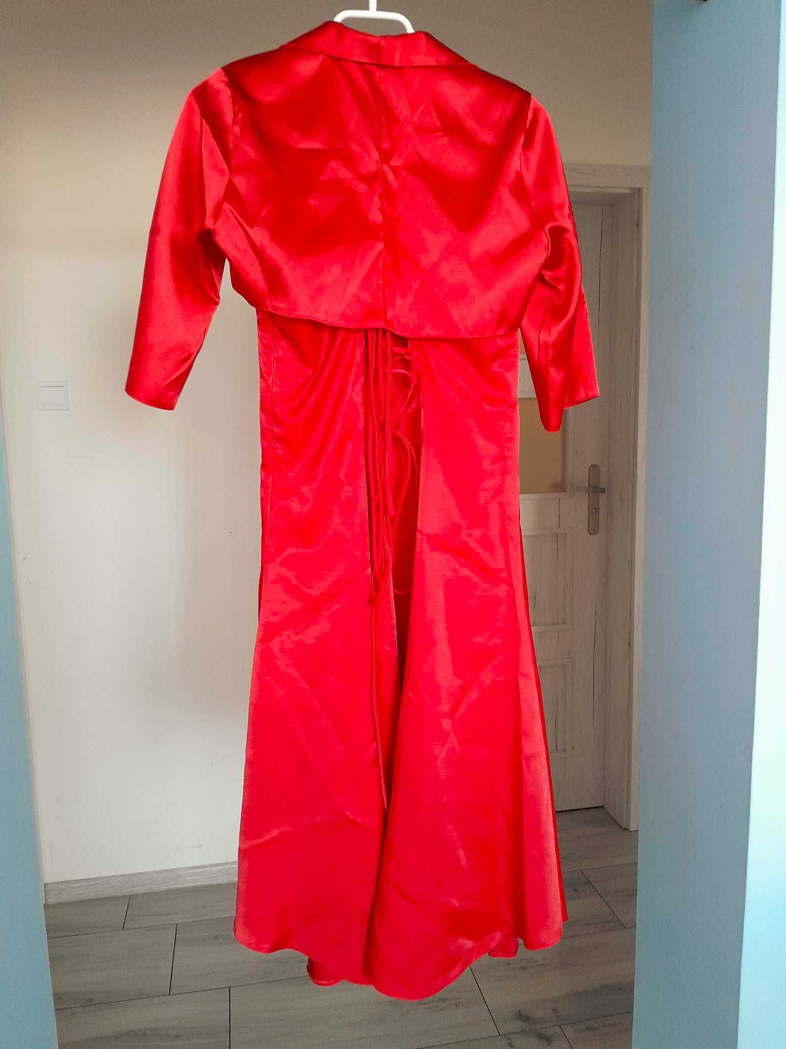 Sukienka satynowa czerwona, rozmiar 38, nowa