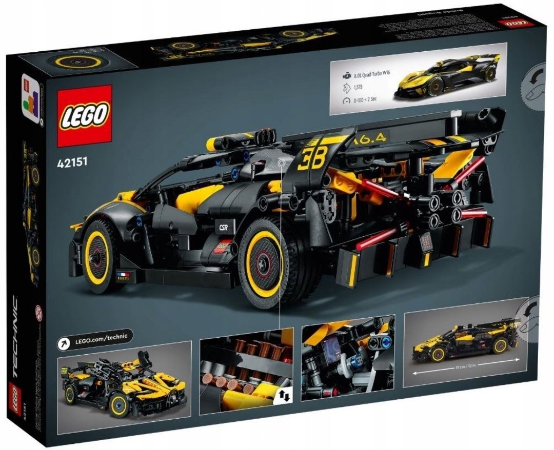 LEGO Technic 42151 Bolid Bugatti formuła racing auto sportowe model