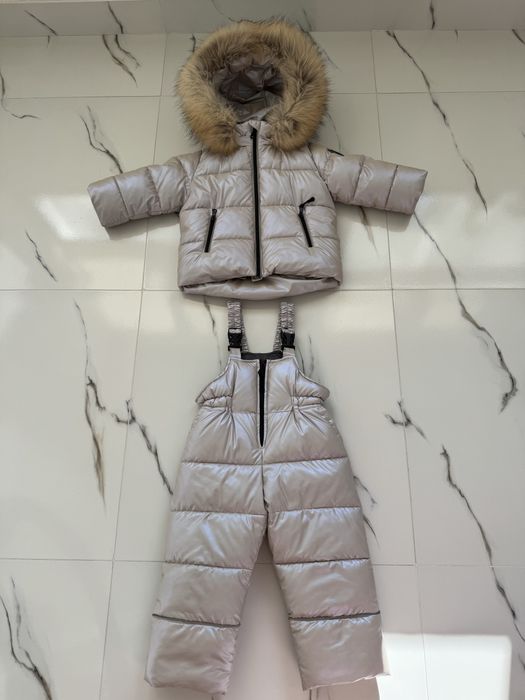 Классный зимний костюм Glamour kids, р. 92, с натуральным мехом