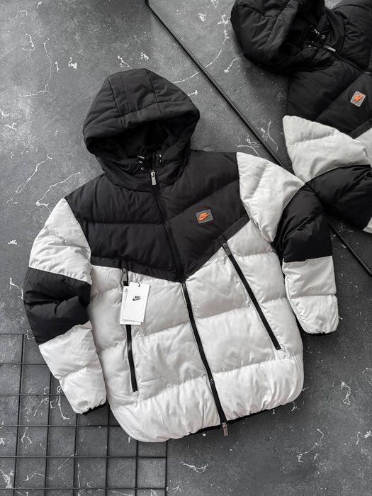 Зимний пуховик теплый (s,m,l,xl,xxl) НОВАЯ Куртка Nike черно-белая