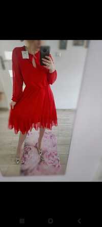Elegancka czerwona sukienka mohito komunia impreza M L