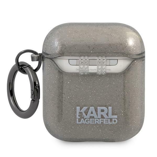 Etui Karl Lagerfeld do AirPods z Glitterem Karl`s Head, Czarny