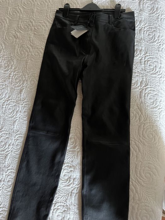 Новые брюки из натуральной кожи черного цвета Massimo dutti 36 р